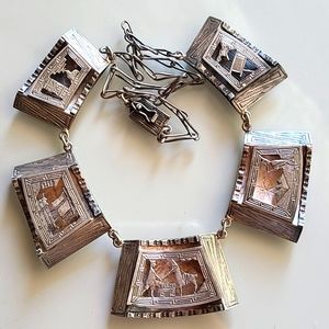 Antique 1950's Sterling Andean Folk Art Necklace